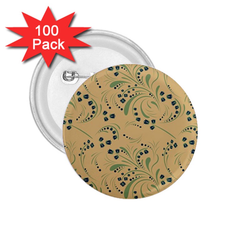 Folk floral art pattern. Flowers abstract surface design. Seamless pattern 2.25  Buttons (100 pack) 