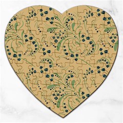 Folk Floral Art Pattern  Flowers Abstract Surface Design  Seamless Pattern Jigsaw Puzzle (heart) by Eskimos