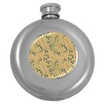 Folk floral art pattern. Flowers abstract surface design. Seamless pattern Round Hip Flask (5 oz) Front