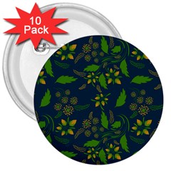 Folk Floral Art Pattern  Flowers Abstract Surface Design  Seamless Pattern 3  Buttons (10 Pack)  by Eskimos