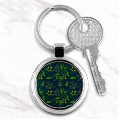 Folk Floral Art Pattern  Flowers Abstract Surface Design  Seamless Pattern Key Chain (round) by Eskimos