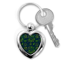 Folk Floral Art Pattern  Flowers Abstract Surface Design  Seamless Pattern Key Chain (heart) by Eskimos