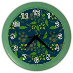 Folk floral art pattern. Flowers abstract surface design. Seamless pattern Color Wall Clock Front