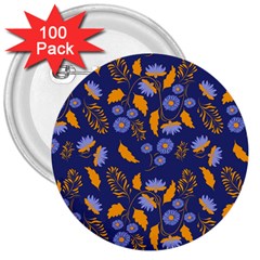 Folk Floral Art Pattern  Flowers Abstract Surface Design  Seamless Pattern 3  Buttons (100 Pack)  by Eskimos