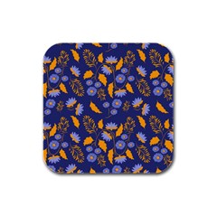 Folk Floral Art Pattern  Flowers Abstract Surface Design  Seamless Pattern Rubber Square Coaster (4 Pack)  by Eskimos