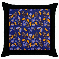 Folk Floral Art Pattern  Flowers Abstract Surface Design  Seamless Pattern Throw Pillow Case (black) by Eskimos