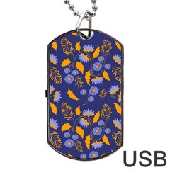 Folk Floral Art Pattern  Flowers Abstract Surface Design  Seamless Pattern Dog Tag Usb Flash (two Sides) by Eskimos