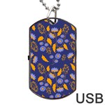 Folk floral art pattern. Flowers abstract surface design. Seamless pattern Dog Tag USB Flash (Two Sides) Front