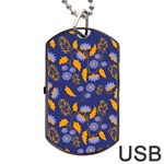 Folk floral art pattern. Flowers abstract surface design. Seamless pattern Dog Tag USB Flash (Two Sides) Back