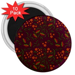 Folk Floral Art Pattern  Flowers Abstract Surface Design  Seamless Pattern 3  Magnets (10 Pack)  by Eskimos