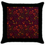 Folk floral art pattern. Flowers abstract surface design. Seamless pattern Throw Pillow Case (Black) Front