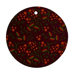 Folk Floral Art Pattern  Flowers Abstract Surface Design  Seamless Pattern Round Ornament (two Sides) by Eskimos