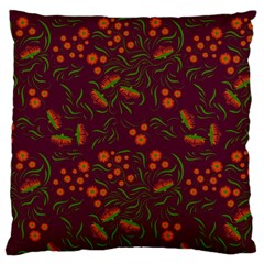 Folk Floral Art Pattern  Flowers Abstract Surface Design  Seamless Pattern Large Cushion Case (one Side) by Eskimos