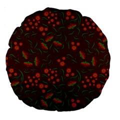 Folk Floral Art Pattern  Flowers Abstract Surface Design  Seamless Pattern Large 18  Premium Round Cushions by Eskimos