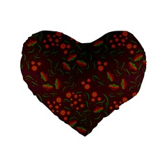 Folk Floral Art Pattern  Flowers Abstract Surface Design  Seamless Pattern Standard 16  Premium Heart Shape Cushions by Eskimos