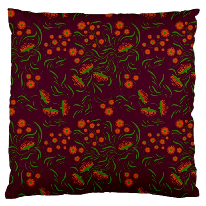 Folk floral art pattern. Flowers abstract surface design. Seamless pattern Large Flano Cushion Case (Two Sides)