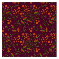 Folk Floral Art Pattern  Flowers Abstract Surface Design  Seamless Pattern Large Satin Scarf (square) by Eskimos