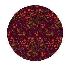 Folk Floral Art Pattern  Flowers Abstract Surface Design  Seamless Pattern Mini Round Pill Box