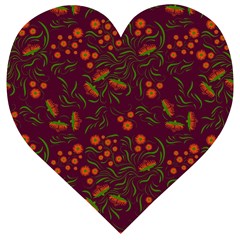 Folk Floral Art Pattern  Flowers Abstract Surface Design  Seamless Pattern Wooden Puzzle Heart by Eskimos