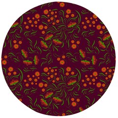 Folk Floral Art Pattern  Flowers Abstract Surface Design  Seamless Pattern Wooden Bottle Opener (round) by Eskimos