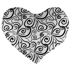 Squiggles Large 19  Premium Heart Shape Cushions by SychEva