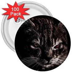 Creepy Kitten Portrait Photo Illustration 3  Buttons (100 Pack)  by dflcprintsclothing