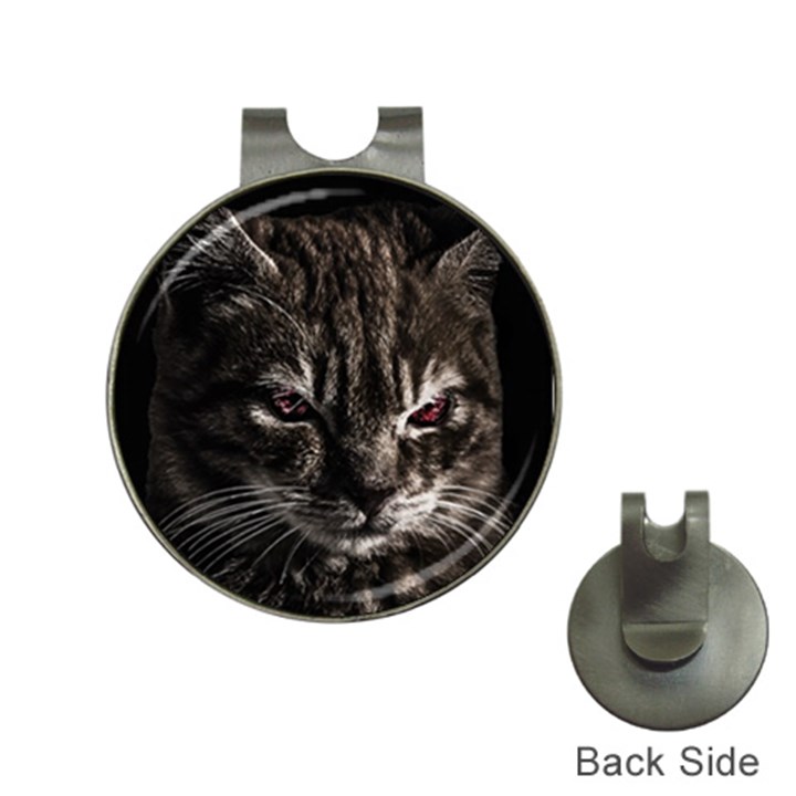 Creepy Kitten Portrait Photo Illustration Hat Clips with Golf Markers