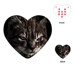 Creepy Kitten Portrait Photo Illustration Playing Cards Single Design (heart)