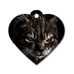 Creepy Kitten Portrait Photo Illustration Dog Tag Heart (two Sides)