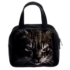 Creepy Kitten Portrait Photo Illustration Classic Handbag (two Sides)