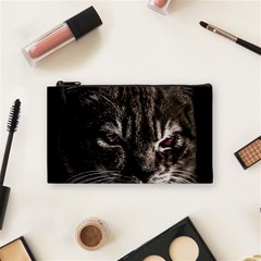 Creepy Kitten Portrait Photo Illustration Cosmetic Bag (small) by dflcprintsclothing