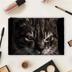 Creepy Kitten Portrait Photo Illustration Cosmetic Bag (large) by dflcprintsclothing