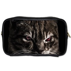 Creepy Kitten Portrait Photo Illustration Toiletries Bag (one Side) by dflcprintsclothing