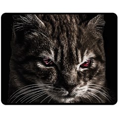 Creepy Kitten Portrait Photo Illustration Fleece Blanket (medium)  by dflcprintsclothing