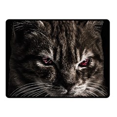 Creepy Kitten Portrait Photo Illustration Fleece Blanket (small) by dflcprintsclothing