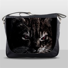 Creepy Kitten Portrait Photo Illustration Messenger Bag by dflcprintsclothing