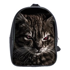 Creepy Kitten Portrait Photo Illustration School Bag (xl) by dflcprintsclothing