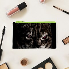 Creepy Kitten Portrait Photo Illustration Cosmetic Bag (xs) by dflcprintsclothing