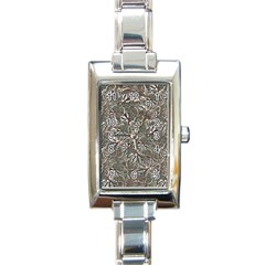 Modern Floral Collage Pattern Design Rectangle Italian Charm Watch by dflcprintsclothing