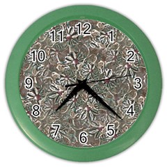 Modern Floral Collage Pattern Design Color Wall Clock