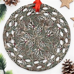 Modern Floral Collage Pattern Design Round Filigree Ornament (two Sides) by dflcprintsclothing