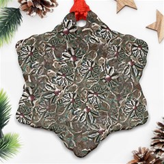 Modern Floral Collage Pattern Design Snowflake Ornament (two Sides) by dflcprintsclothing