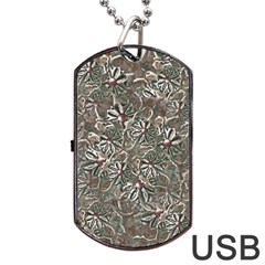 Modern Floral Collage Pattern Design Dog Tag Usb Flash (one Side) by dflcprintsclothing