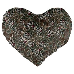 Modern Floral Collage Pattern Design Large 19  Premium Flano Heart Shape Cushions by dflcprintsclothing