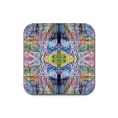 Painted Pebbles I Repeats Rubber Coaster (square)  by kaleidomarblingart