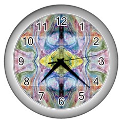 Painted Pebbles I Repeats Wall Clock (silver) by kaleidomarblingart