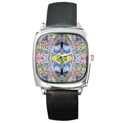 Painted Pebbles I Repeats Square Metal Watch by kaleidomarblingart