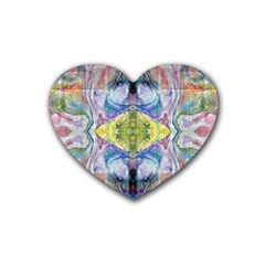 Painted Pebbles I Repeats Rubber Coaster (heart)  by kaleidomarblingart