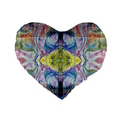 Painted Pebbles I Repeats Standard 16  Premium Heart Shape Cushions by kaleidomarblingart