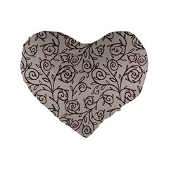 Curly Lines Standard 16  Premium Heart Shape Cushions by SychEva